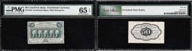 Fr. 1310. 50 Cents. First Issue. PMG Gem Uncirculated 65 EPQ.
Perforated edges. With monogram. This catalog number is very difficult to find in this ...