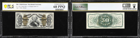 Fr. 1342. 50 Cents. Third Issue. PCGS Banknote Superb Gem Uncirculated 68 PPQ.
Type Two Reverse Spinner. A perfectly centered fractional that has bee...