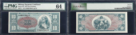 Military Payment Certificate. Series 591. $10. PMG Choice Uncirculated 64.
S867-1 First Printing. PMG has graded only five examples of this certifica...
