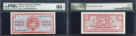 Military Payment Certificate. Series 611. $5. PMG Gem Uncirculated 66 EPQ.
S876-1 First Printing. While not terribly scarce in high grade, we can fin...