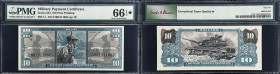 Military Payment Certificate. Series 681. $10. PMG Gem Uncirculated 66 EPQ.
S917-1 First Printing. Very well-centered with great color and registrati...