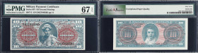 Military Payment Certificate. Series 691. $10. PMG Superb Gem Uncirculated 67 EPQ.
S947-2 Second Printing. PMG's census records seven examples in thi...
