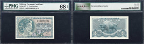 Military Payment Certificate. Series 692. $1. PMG Superb Gem Uncirculated 68 EPQ.
A fascinating example of this later MPC Dollar denomination example...