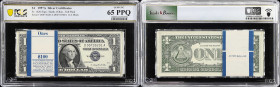 Pack of (100) Fr. 1620. 1957A $1 Silver Certificates. PCGS Banknote Gem Uncirculated 65 PPQ.
A full pack of 1957A Silvers, which is offered in an imp...
