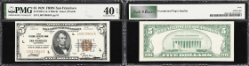Fr. 1850-L. 1929 $5 Federal Reserve Bank Note. San Francisco. PMG Extremely Fine 40 EPQ.
The San Francisco $5 FRBN has long been regarded as the key ...