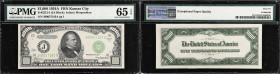 Fr. 2212-J. 1934A $1000 Federal Reserve Note. Kansas City. PMG Gem Uncirculated 65 EPQ.
A gem Kansas City Series 1934-A $1000 boasting four large, ni...