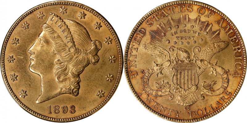 1893-CC Liberty Head Double Eagle. Unc Details--Altered Surfaces (PCGS).
Sharpl...