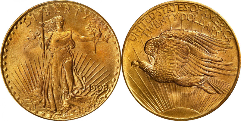 1908 Saint-Gaudens Double Eagle. No Motto. MS-66 (PCGS). OGH.
Outstanding premi...