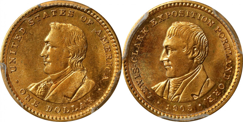 1905 Lewis and Clark Exposition Gold Dollar. MS-66 (PCGS).
This is a lovely jew...