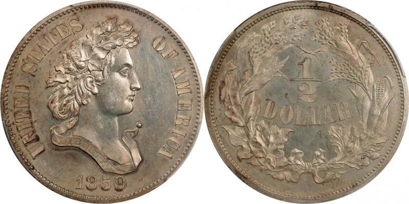 1859 Pattern Half Dollar. Judd-239, Pollock-295. Rarity-4. Silver. Reeded Edge. ...