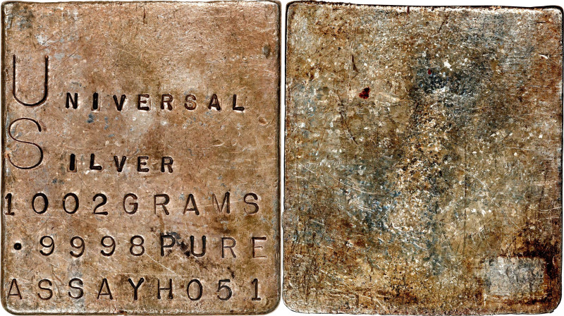 Undated Universal Silver Ingot. 1,002 Grams, .9998 Fine.
76 mm x 84.5 mm x 16 m...