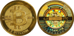 2013 Casascius 0.5 Bitcoin. Loaded. Firstbits 12C1Majv. Series 2. Brass. MS-67 (PCGS).
Loaded with 0.50 BTC. A true condition rarity from an already ...