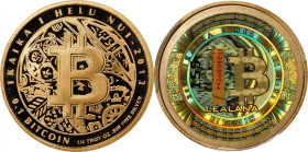 Pattern 2013 Lealana 0.1 Bitcoin. Loaded. Firstbits 1G6U4PjS. Serial No. 155. Red Address, Serialized. Gold Plated Silver. Proof-70 Deep Cameo (PCGS)....