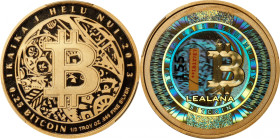 Pattern 2013 Lealana 0.25 Bitcoin. Loaded. Firstbits 1B1Y7E7. Serial No. 155. Red Address, Serialized. Gold Plated Silver. Proof-70 Deep Cameo (PCGS)....
