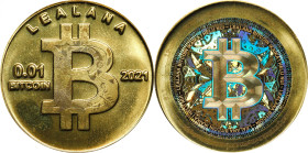 2021 Lealana "Bitcoin Cent" 0.01 Bitcoin. Loaded. Firstbits 1Puues2j. Serial No. 17. Rainbow Design A. Brass. MS-68 (ICG).
Loaded with 0.01 BTC. This...