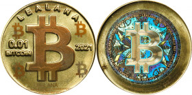 2021 Lealana "Bitcoin Cent" 0.01 Bitcoin. Loaded. Firstbits 1EUD6yYV. Serial No. 17. Rainbow Design D. Brass. MS-68 (ICG).
Loaded with 0.01 BTC. Rain...