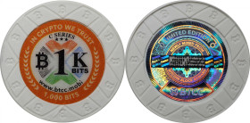 2017 BTCC 1K Bits "Poker Chip" 0.001 Bitcoin. Loaded. Firstbits 13PmoAyhur. Serial No. F05293. Series C. Clay Composite. MS-70 (PCGS).
Loaded with 0....