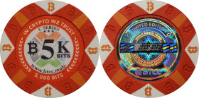 2017 BTCC 5K Bits "Poker Chip" 0.005 Bitcoin. Loaded. Firstbits 1Kk3huJj. Serial No. E01993. Series C. Clay Composite. MS-70 (PCGS).
Loaded with 0.00...