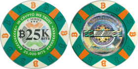 2016 BTCC 25K Bits "Poker Chip" 0.025 Bitcoin. Loaded. Firstbits 1BGEi3Dcec. Serial No. C00205. Series C. MS-69 (ANACS).
Loaded with 0.025 BTC. Vibra...