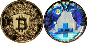 2020 Alpen Coin 0.001 Bitcoin. Loaded. Serial No. A149. Brilliant Finish. Brass. MS-68 (ICG).
Loaded with 0.001 BTC. A detailed coat of arms is sculp...