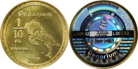 2015 Denarium 0.1 Bitcoin. Loaded. Pre-Funded. Firstbits 1JY3zh9L. Serial No. L00632. Brass. MS-67 (ANACS).
Loaded with 0.1 BTC. The surfaces are ric...