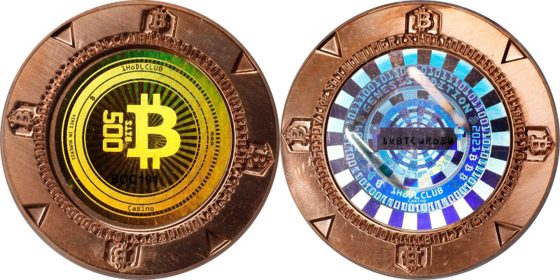 2021 1HoDLCLUB "Poker Chip" 0.0005 Bitcoin. Loaded. Firstbits 1xBTCwRoSW. Serial...