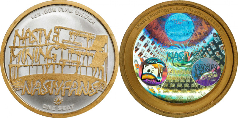 2014 NastyFans "1 Seat" Gilt Silver Medal. Loaded With 0.00516 Bitcoin. Firstbit...