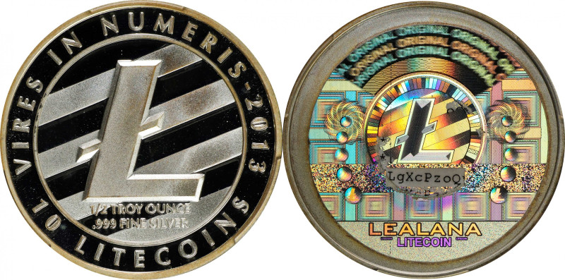 2013 Lealana 10 Litecoin. Loaded. Firstbits LgXcPzoQ. Black Address, Non-Seriali...