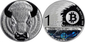 Redeemed 2019 Sol Noctis "Binary Bull" 0.001 Bitcoin. Firstbits 19HthMnA. Silver. MS-68 PL (ICG).
Redeemed and non-loaded. An impressively detailed i...