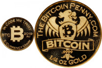 2019 Bitcoin Penny Bitcoin-Themed Gold Token. Eagle Facing Right. 1/4oz .999 Fine Gold. Proof-70 (ANACS).
Unfunded and non-loaded. This is an astound...