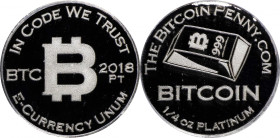 2018 Bitcoin Penny Bitcoin-Themed Platinum Token. 1/4oz .999 Fine Platinum. Proof-68 Deep Cameo (ICG).
Unfunded and non-loaded. An impressive Ultra G...
