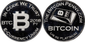 2018 Bitcoin Penny Bitcoin-Themed Platinum Token. 1/4oz .999 Fine Platinum. MS-68 (ANACS).
Unfunded and non-loaded. it is difficult to overstate the ...