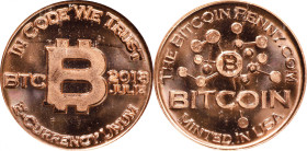 2018-JULIE Bitcoin Penny Co. Bitcoin-Themed Token. Node Reverse. Copper. MS-65 PL (ICG).
Unfunded and non-loaded. Brightly lustrous and fully untroub...