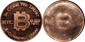 2022-NFD Bitcoin Penny Co. "Cold Wallet" Bitcoin-Themed Token. Doodle Series. Copper. MS-64 PL (ICG)
Unfunded and non-loaded. The obverse features th...
