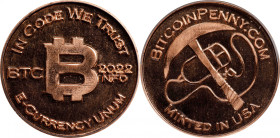 2022-NFD Bitcoin Penny Co. "Mining" Bitcoin-Themed Token. Doodle Series. Copper. MS-64 PL (ICG)
Unfunded and non-loaded. The obverse features the ser...