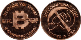2022-NFD Bitcoin Penny Co. "Mining" Bitcoin-Themed Token. Doodle Series. Copper. MS-64 PL (ICG)
Unfunded and non-loaded. The obverse features the ser...