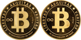 2009 Cryptography Bitcoin-Themed Medal. Gold Plated Alloy. MS-66 PL (ICG).
Unfunded and non-loaded. An interesting piece of high production quality w...