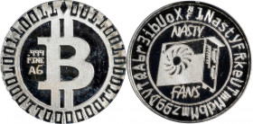 2013 Nasty Fans Bitcoin-Themed Silver Token. 1 Gram of .999 Fine Silver. MS-68 PL (ICG).
Unfunded and non-loaded. The design features the Bitcoin sym...