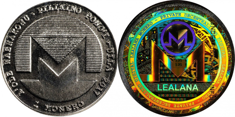 Unfunded 2017 Lealana 1 Monero (XMR). Serial No. 131. Green Address. Nickel Bras...