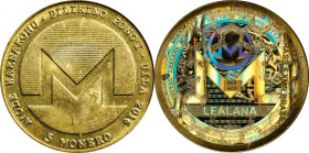 Redeemed 2016 Lealana 5 Monero (XMR). Serial No. 403. Blue Address. Brass. MS-65 (ICG).
Redeemed and non-loaded. This redeemed piece is a desirable k...