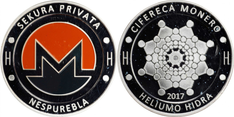 Unfunded 2017 Cryptonic "Helium Hydra" Monero Coin. Base58 No. JsU2afT and 9jrBG...