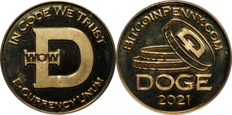 2021 Bitcoin Penny Co. Dogecoin-Themed Token. Brass. MS-65 PL (ICG).
Unfunded a...