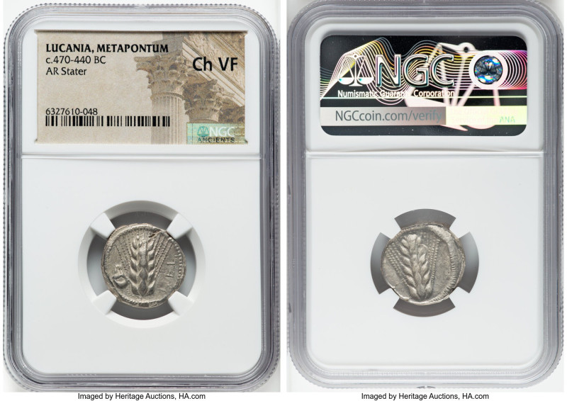 LUCANIA. Metapontum. Ca. 470-440 BC. AR stater (19mm, 11h). NGC Choice VF. MET (...