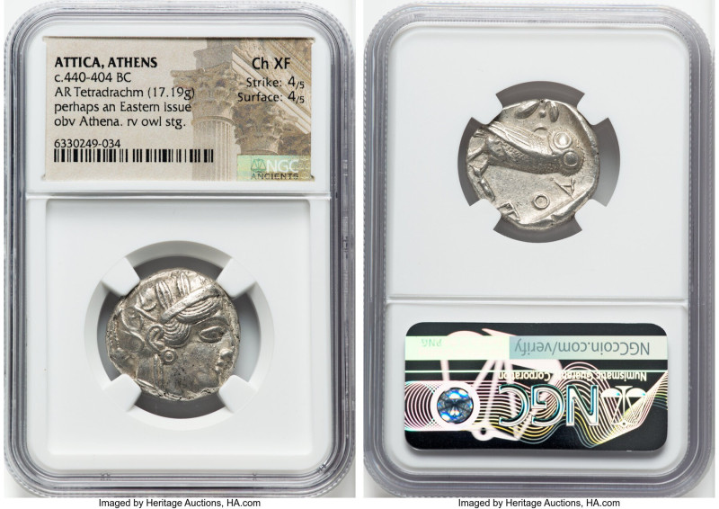 ATTICA. Athens. Ca. 440-404 BC. AR tetradrachm (23mm, 17.19 gm, 8h). NGC Choice ...