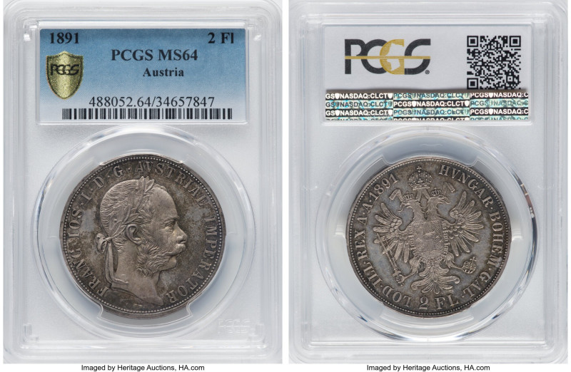 Franz Joseph I 2 Florin 1891 MS64 PCGS, KM2233. HID09801242017 © 2022 Heritage A...