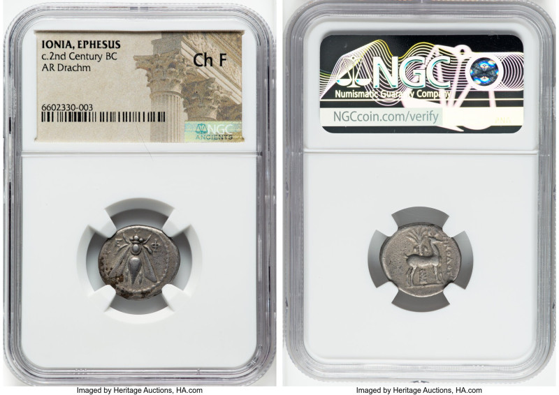 IONIA. Ephesus. Ca. 2nd century BC. AR drachm (18mm, 12h). NGC Choice Fine. Chen...