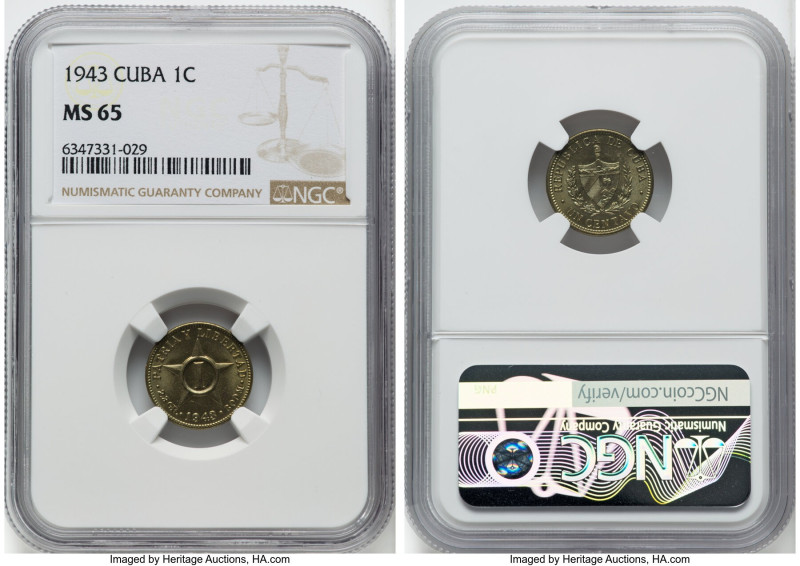 Republic Centavo 1943 MS65 NGC, Philadelphia mint, KM9.2a. HID09801242017 © 2022...