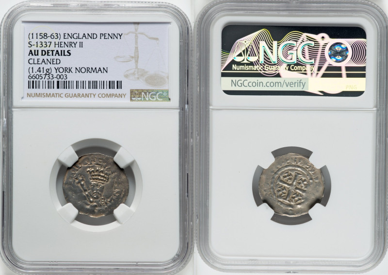 Henry II (1154-1189) Penny ND (1158-1163) AU Details (Cleaned) NGC, York mint, N...