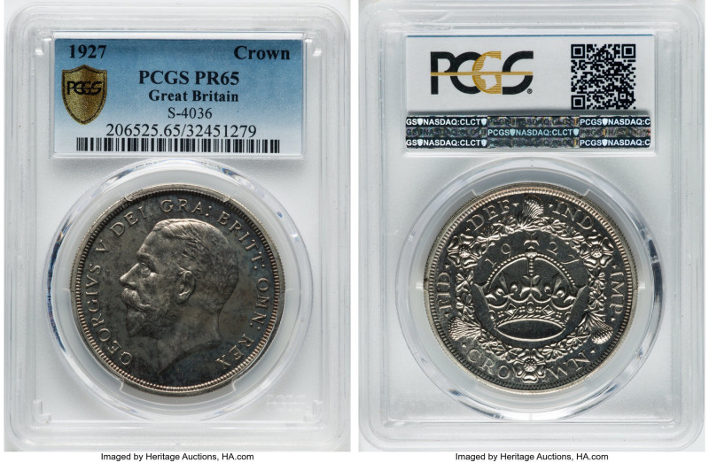 George V 6-Piece Certified Proof Set 1927 PCGS, KM-PS20. Includes 3 Pence throug...