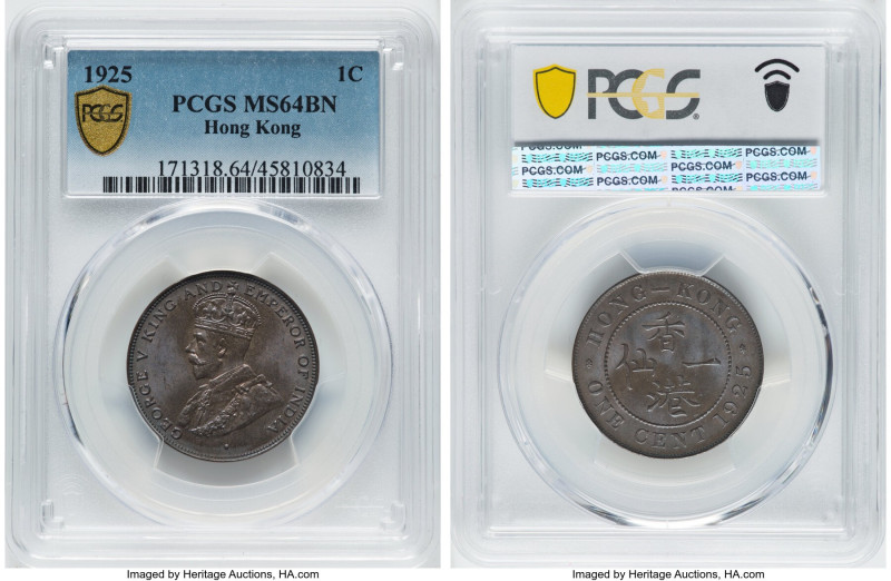 British Colony. George V Cent 1925 MS64 Brown PCGS, London mint, KM16. HID098012...